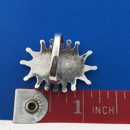 Stunning Sterling Silver 925 Cabochon Round Oval Turquoise Finger Ring Size 5.5