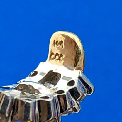 14k Yellow & White Gold Baguette Diamond Earrings with Diamond Accents