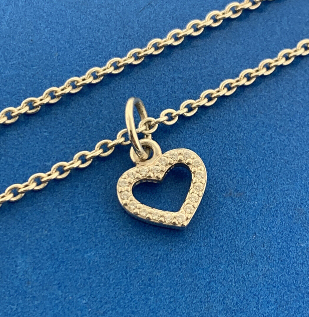 Authentic PANDORA  ALE Sterling Silver Cubic Zirconia Sparkling Heart Necklace