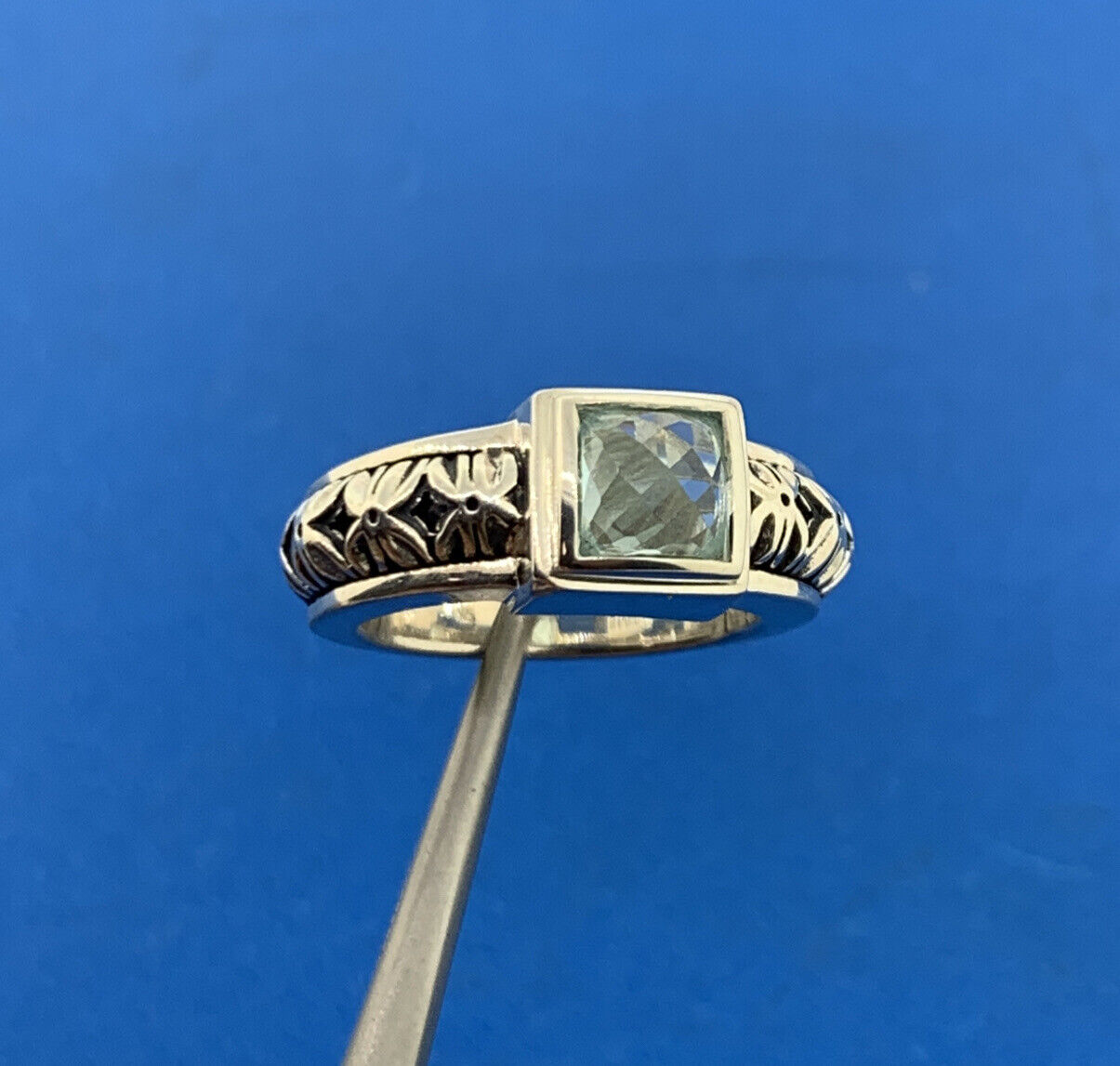 Michael Dawkins Sky Blue Topaz Russian Pattern Sterling Silver 925 Ring QVC