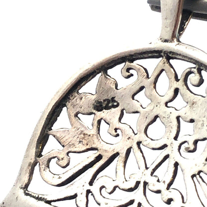 925 Sterling Silver Open Floral Scroll Hamsa Hand Of Fatima Pendant