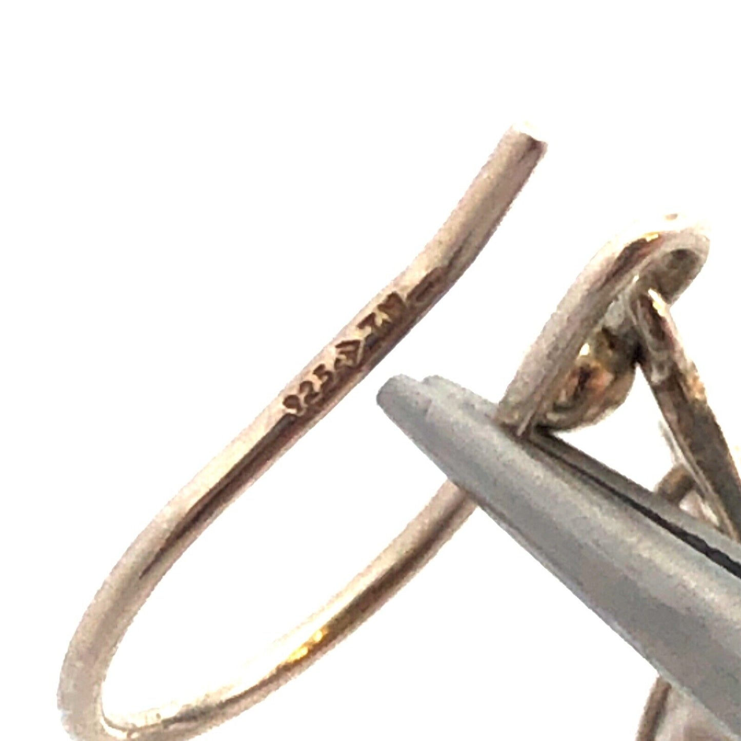 Estate 925 Sterling Silver Pear Cubic Zirconia CZ Oval Modernist Dangle Earrings