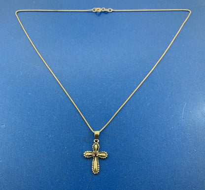 Designer 925 Sterling Silver Ruby Beaded Detail Statement Cross Pendant Necklace