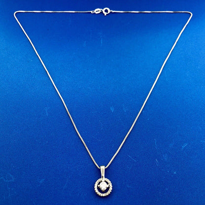 Sterling Silver Cubic Zirconia Solitaire Halo Infinity Bridal Necklace