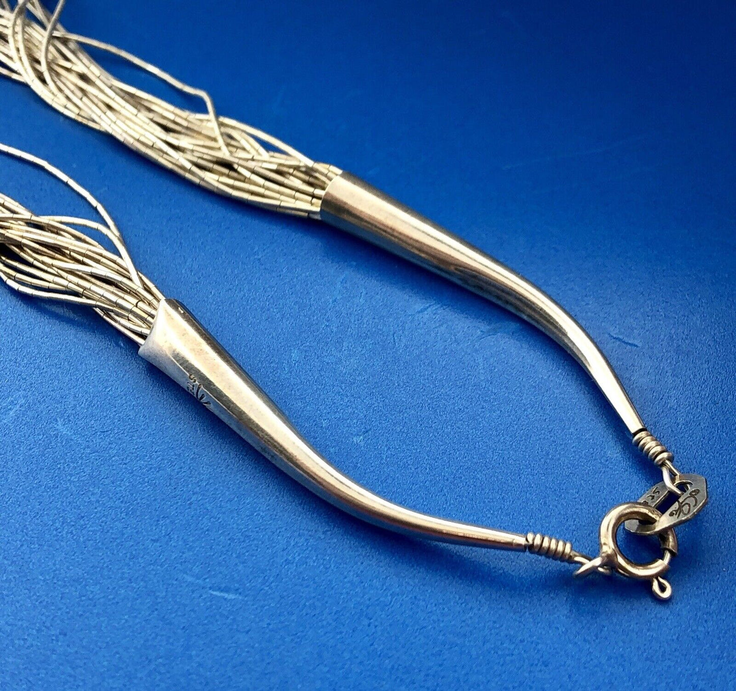 Carolyn Pollack CP Navajo 925 Sterling Silver 20 Strand Liquid Silver Necklace