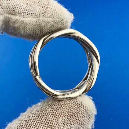 Retro Mexico 925 Sterling Silver Woven Basket Weave Wide Cigar Band Ring