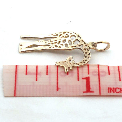 Designer JA 14K Yellow Gold Open Work Giraffe Wild Zoo Animal Charm Pendant