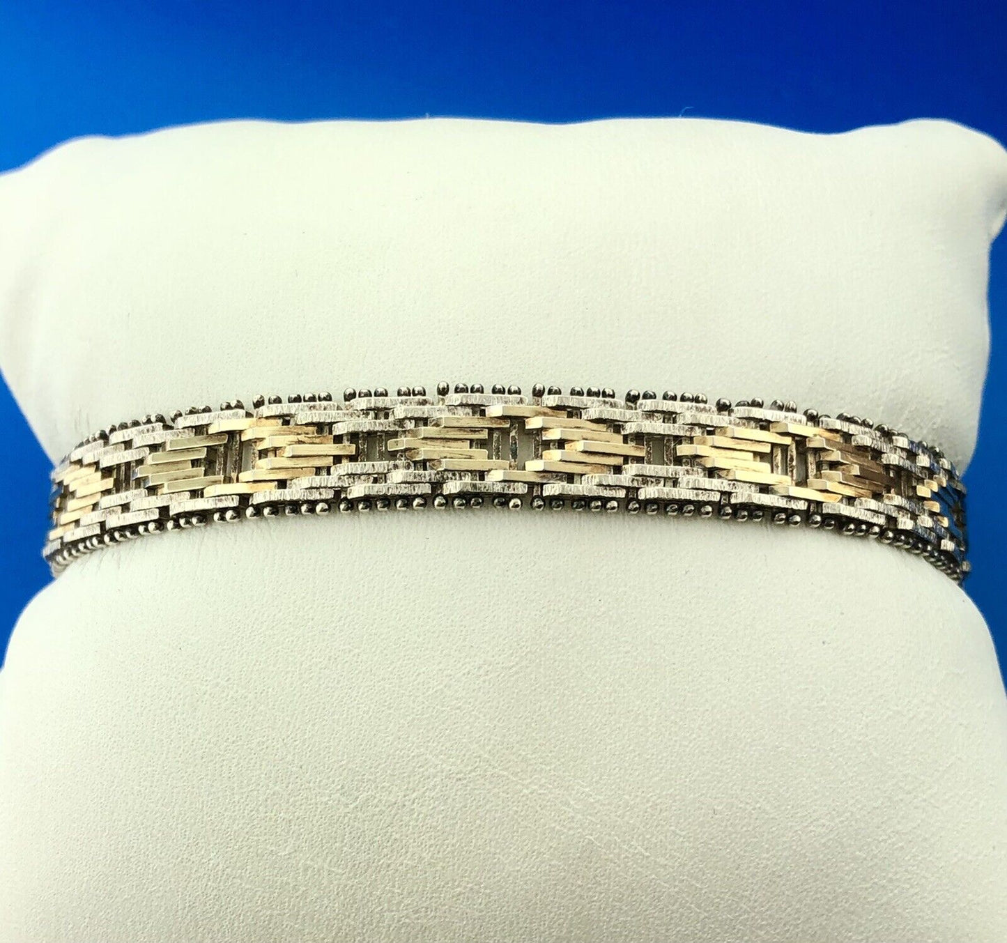 Designer Milor Italy 925 Sterling Silver Gold Two Toned Diamond Cut Bracelet