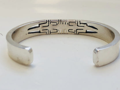 Artisan Sterling Silver 925 Geometric Open Work Modernist Cuff Bracelet