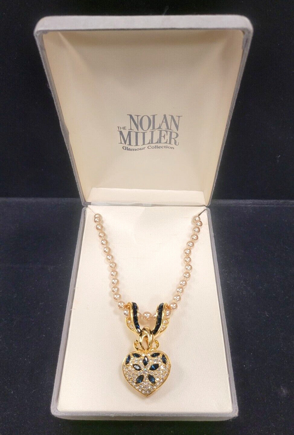 Nolan Miller Glamour Collection Gold Tone Princess Crystal Heart Necklace