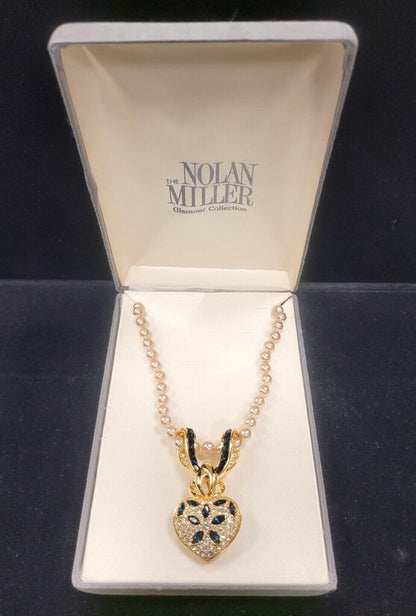 Nolan Miller Glamour Collection Gold Tone Princess Crystal Heart Necklace