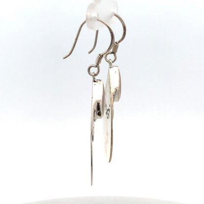 Designer 925 Sterling Silver Mother of Pearl Modernist Dangle Hook Earrings