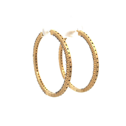 Designer IKS 14K Yellow Gold Diamond Inside Out Statement Hoop Earrings