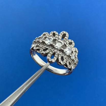Designer 925 Sterling Silver Cubic Zirconia Waterfall Statement Anniversary Ring