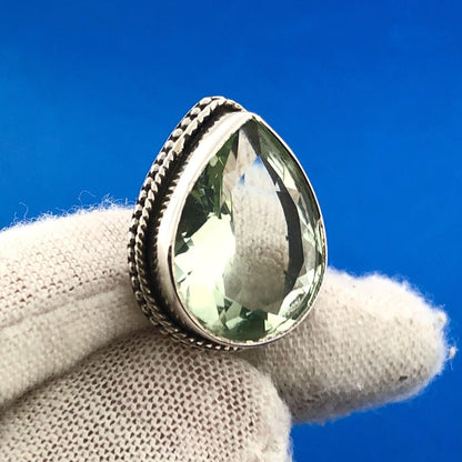 Retro 925 Sterling Silver Pear Pale Green Cubic Zirconia Statement Earrings