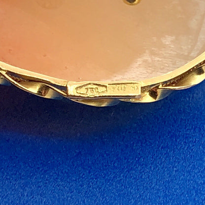 Victorian 14K Yellow Gold Oval Carved Cameo Diamond Accent Pin Brooch Pendant