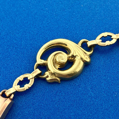 Designer ESEMco Art Deco 10K Yellow Rose Gold Floral Scroll Link Bracelet