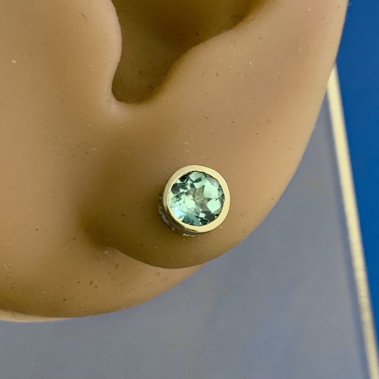 Designer STS 925 Sterling Silver Blue Topaz Round Stud Earrings