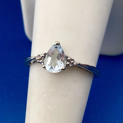 Designer 10K White Gold Blue Tourmaline Diamond Anniversary Cocktail Ring