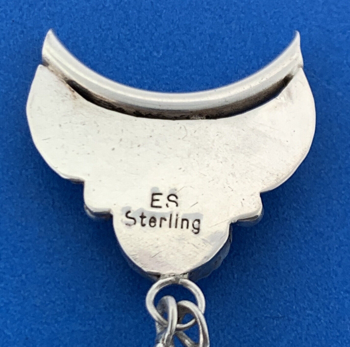 Navajo Designer Eddie Secatero Sterling Silver 925 Onyx Feather Dangle Pendant