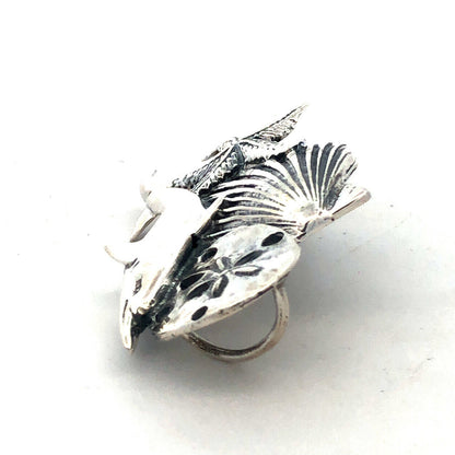 Estate 925 Sterling Silver Ocean Sea Dolphin Starfish Shell Beach Pendant