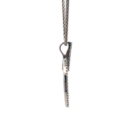 Gorgeous 14k White Gold Diamond Graduated Circle Pendant 16" Chain Necklace
