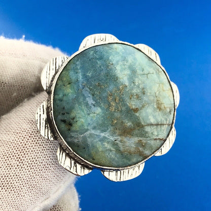 Vintage Native American Artisan 925 Sterling Silver Turquoise Statement Ring