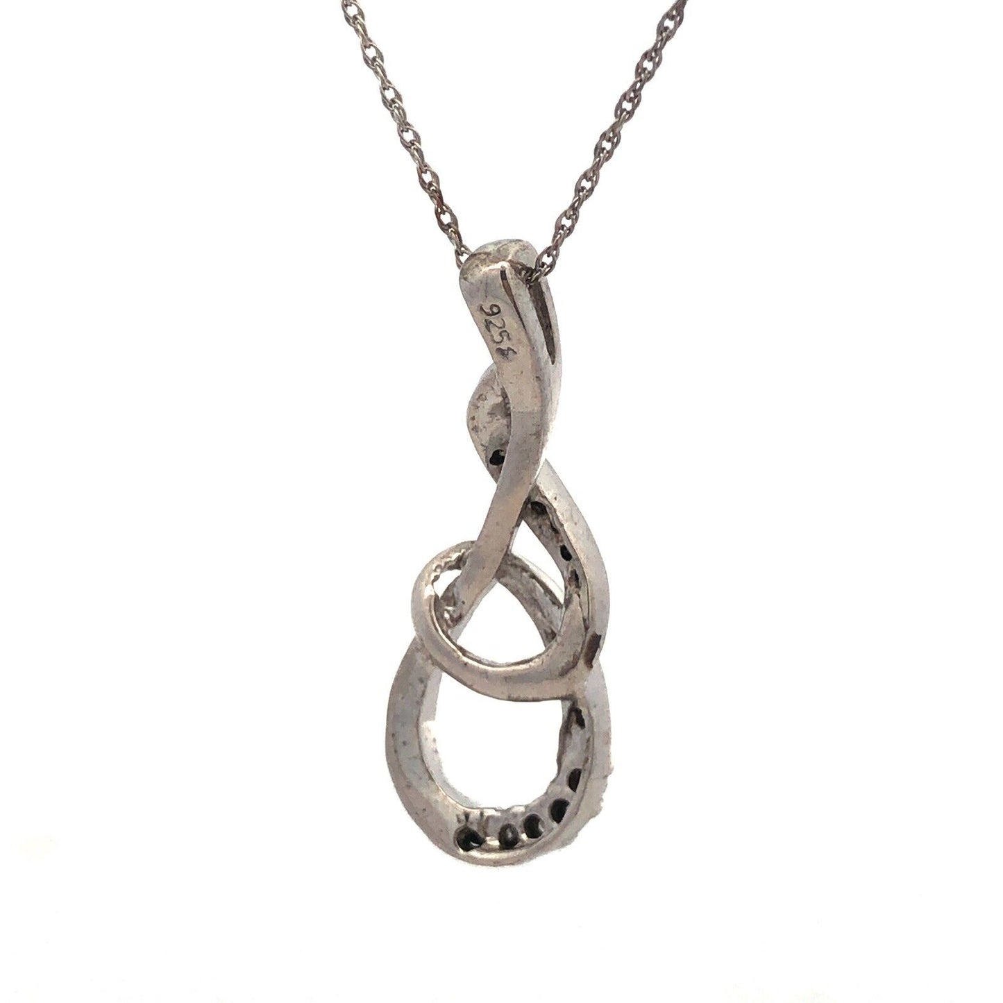Designer 925 Sterling Silver Round Black White Diamond Infinity Pendant Necklace