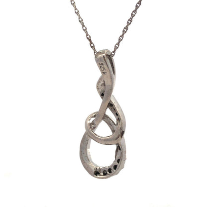 Designer 925 Sterling Silver Round Black White Diamond Infinity Pendant Necklace