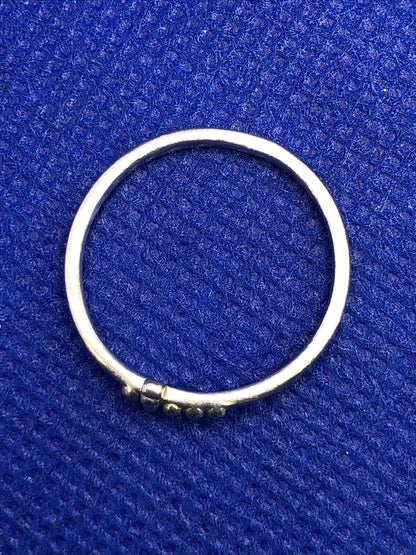 Stackable 925 Sterling Silver Petite Cross Beaded Detail Band Ring