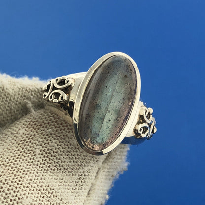 Designer D Paulus DP Sterling Silver Rainbow Moonstone Statement Cocktail Ring