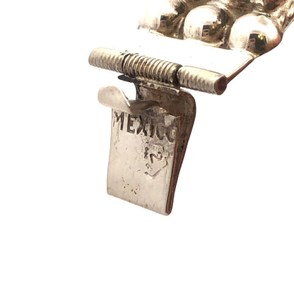 Vintage Taxco 925 Sterling Silver Abalone Rectangle Cabochon Panel Bracelet