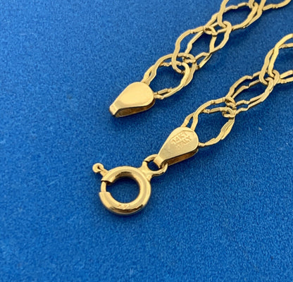 Designer Italy 14K Yellow Gold Fancy Cut Double Oval Link Chain Bracelet