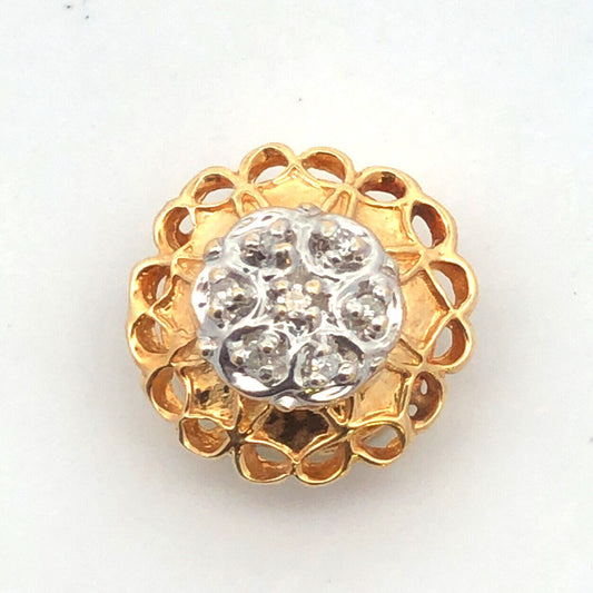 Designer KLJCI 14K Yellow Gold 2 Tone Diamond Round Flower Slide Bracelet Charm