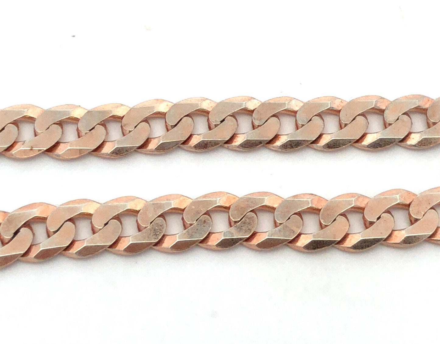 Italy 925 Sterling Silver Rose Gold Tone Curb Cuban Link Chain Bracelet