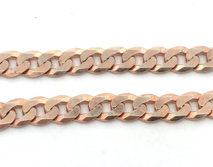 Italy 925 Sterling Silver Rose Gold Tone Curb Cuban Link Chain Bracelet