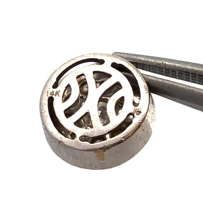 Designer 14K White Gold Round Diamond Cluster Round Slide Pendant