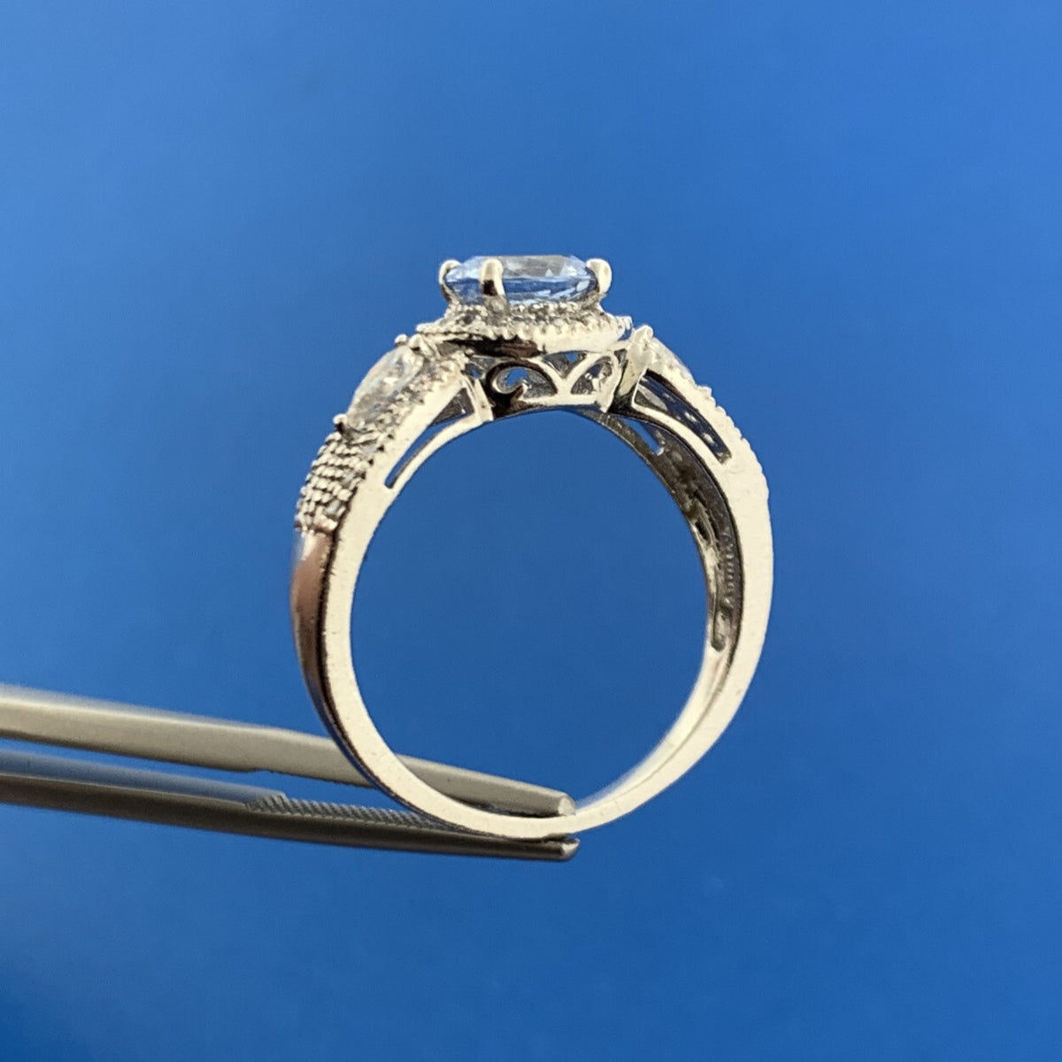 Silpada Sterling Silver Iolite Solitaire Cubic Zirconia Accented Statement Ring