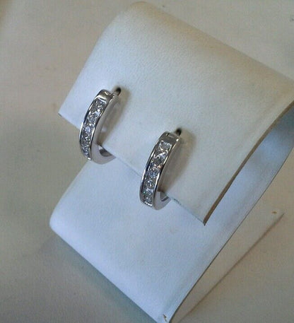 14k White Gold ZEI Diamond Hoop Earrings