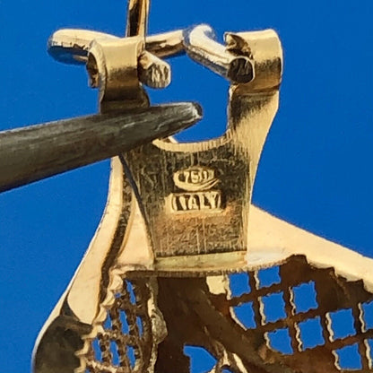 Gorgeous Italian 18k Yellow Gold Openwork Floral Concave Omega Back Earrings