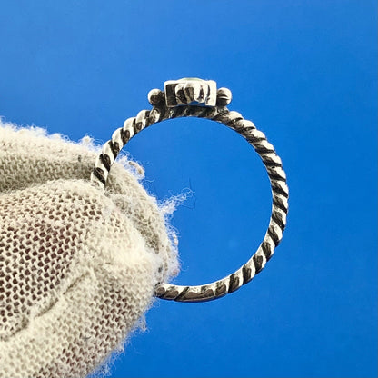 Classic 925 Sterling Silver Peridot Rectangle Bead Work Cable Band Ring