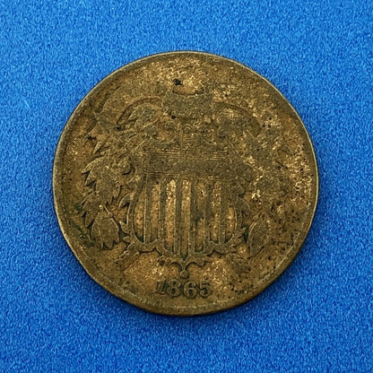 1865 P United States Bronze Two Cent Piece $.02 2c Philadelphia Mint Coin