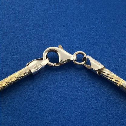 Stunning Sterling Silver 925 Vermeil Italian Flex Snake Link 16" Necklace
