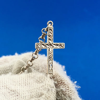 Jacmel Mauritius JCM 925 Sterling Silver Cross Single Station Link Bracelet