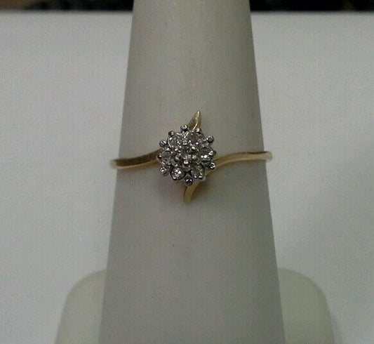 10k Yellow Gold Ring with .05tcw 1/20 Diamond Cluster Size 6.25