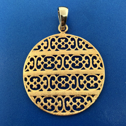 Vintage Milor Italy Sterling Silver 925 Rose Two Toned Ornament Disc Pendant