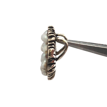 Vintage Designer Josee Desjardins 925 Sterling Silver Pearl Cluster Oval Pendant