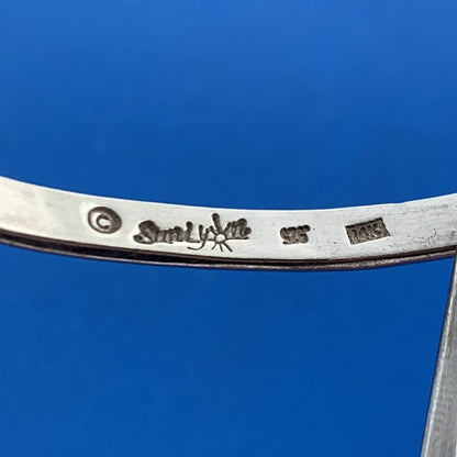Sun Lyon Studio 925 Sterling Silver 14K Gold Ruby Hand Wrought Cuff Bracelet