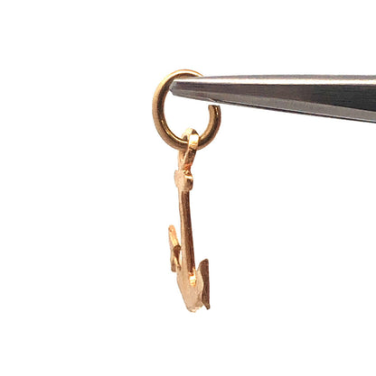 14K Yellow Gold Diamond Cut Textured 3 Dimensional Anchor Seaman Charm Pendant