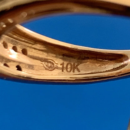 Designer 10K Rose Gold White & Mocha Round Diamond Bypass Cocktail Band Ring
